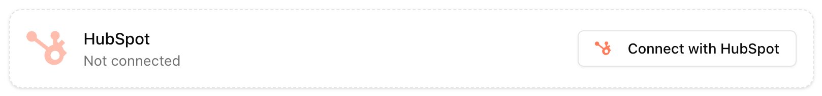 HubSpot CRM section — Not connected